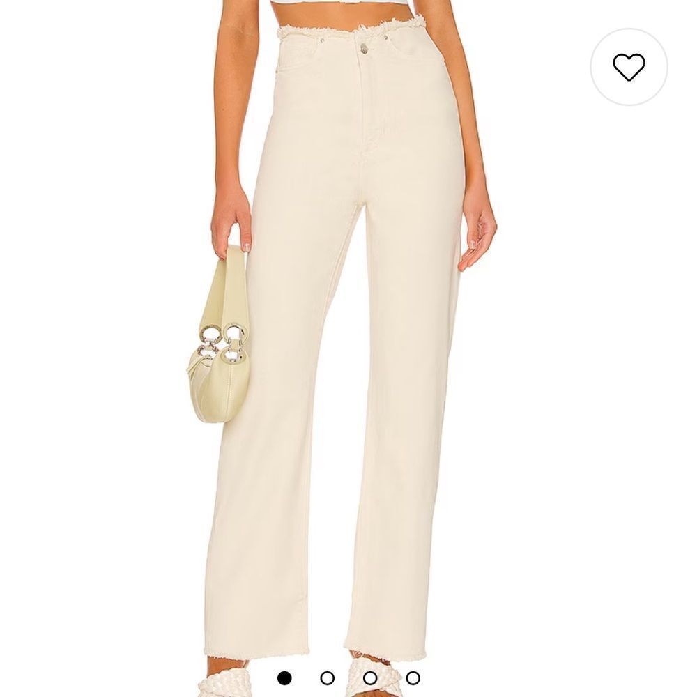 WeWoreWhat Frayed Straight Jean in Classic White 31 NEW